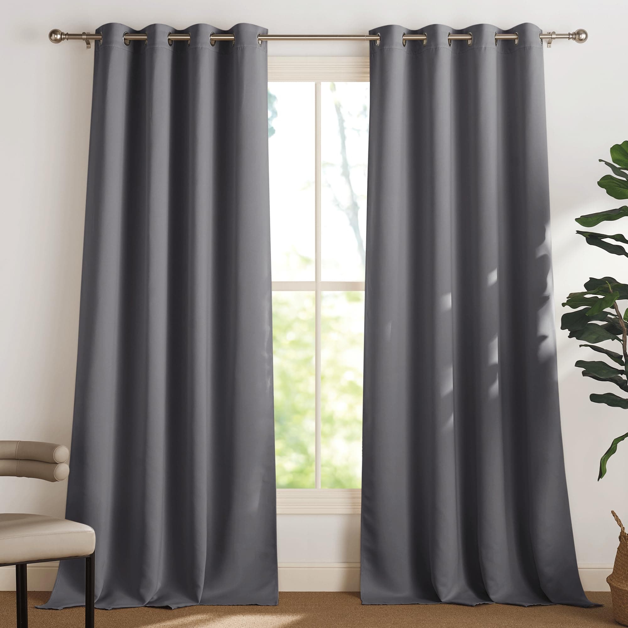 PONY DANCE Graue Blickdichte Vorhänge mit Ösen Thermovorhang Hitzeschutz 2er Set H 245 x B 140 cm, Abdunkelnde Gardinen für Wohnzimmer & Schlafzimmer Verdunkelungsvorhang H245 x B140 cm (2er Pack) Grau Angebot bei HelloDeals