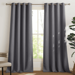 PONY DANCE Graue Blickdichte Vorhänge mit Ösen Thermovorhang Hitzeschutz 2er Set H 245 x B 140 cm, Abdunkelnde Gardinen für Wohnzimmer & Schlafzimmer Verdunkelungsvorhang H245 x B140 cm (2er Pack) Grau Angebot bei HelloDeals