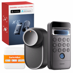 SwitchBot WiFi Smart Lock Ultra mit Keypad Vision Pro – 3D-Gesichts- & Venen-Erkennung, kontaktlose Entsperrung, passend für Europrofil-Zylinder, kompatibel mit Matter, Alexa, Google und IFTTT Angebot bei HelloDeals