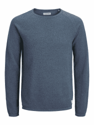 JACK & JONES Herren Strickpullover Rundhals Basic Langarm Sweater Baumwolle Shirt JJEHILL M Blue Mirage Angebot bei HelloDeals