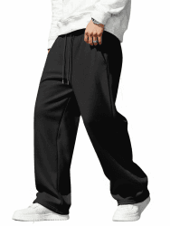 JMIERR Jogginghose Herren Baggy Einfarbig Hosen Weites Bein Sweatpants Lang Trainingshose Loose Fit Bequeme Y2k Streetwear Freizeit mit Taschen Schwarz L Angebot bei HelloDeals