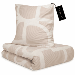 bugatti Bettwäsche 135x200 cm - 100% Baumwolle, Reißverschluss, anschmiegsam, weich & waschbar, Satinbettwäsche beige grafisches Muster Beige 135 x 200, 80 x 80 cm Angebot bei HelloDeals