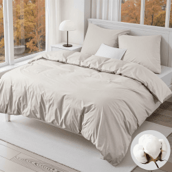 Bettwäsche 220x240 Baumwolle Beige, 220x240 Bettwäsche Set 1 Bettbezug 220x240 Baumwolle + 2 Kissenbezüge 80x80 cm,ÖKO-TEX Bettwäsche-Sets 100% Baumwolle mit Reißverschluss Beige 3Teilig | 240x220cm Angebot bei HelloDeals