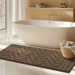 Biscpro Badematte Lang Badezimmerteppich rutschfeste 50x120cm,Weich Wasserabsorbierend Badematte Waschbar Badvorleger für Dusche-Latte 50 x 120 cm (Rechteckig) Light Latte Angebot bei HelloDeals