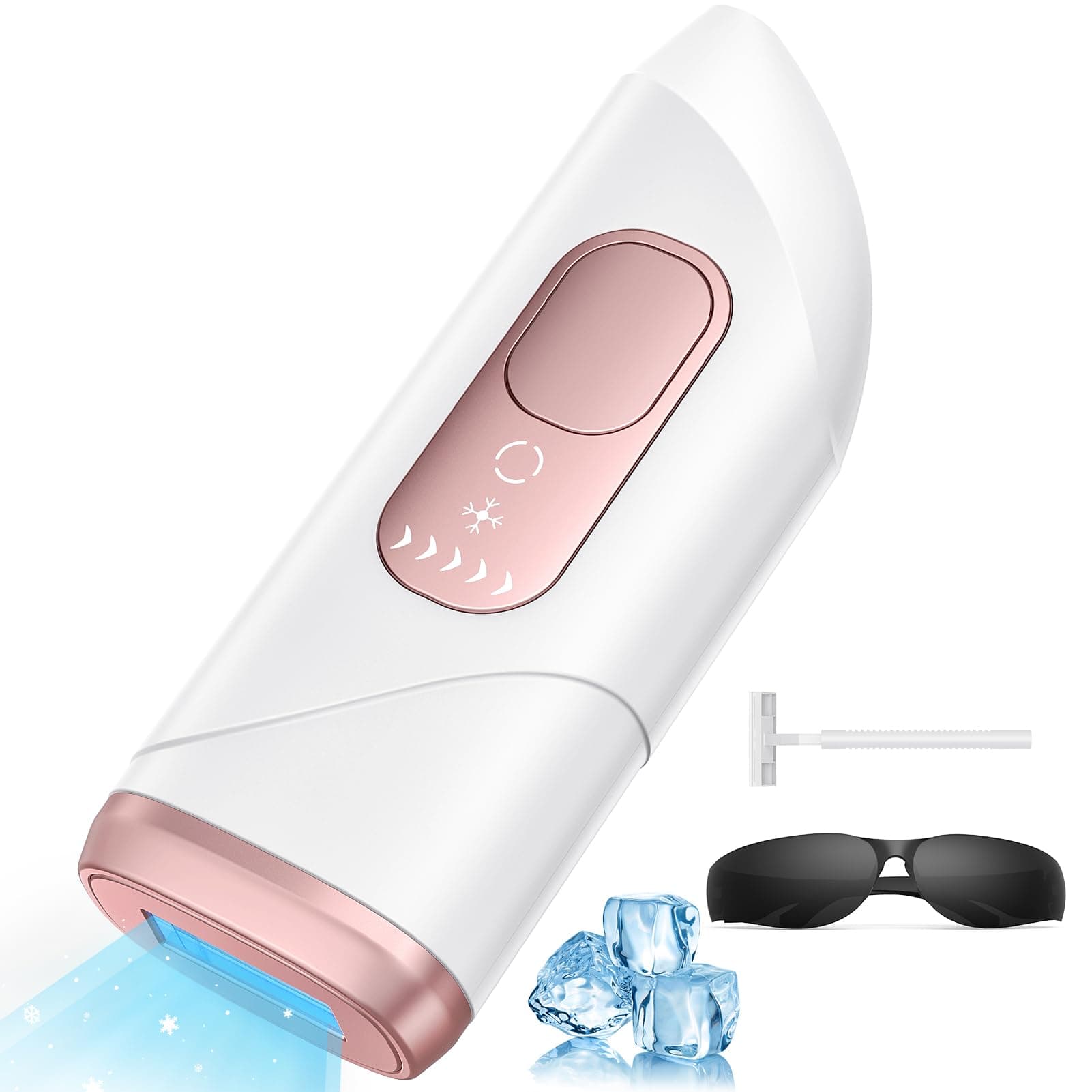 IPL Laser Geräte Haarentfernung mit Kühlfunktion, Unbegrenzten Blitzen für Lebenslange Nutzung, 600-1200NM Rotlichttechnologie, Schmerzfreie Hair Removal für Frauen Männer Women Körper - Rose Angebot bei HelloDeals