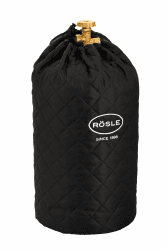 RÖSLE Abdeckhaube für Gasflasche mit 5 kg Füllgewicht, Hochwertige Schutzhülle aus 100% Polyester, mit praktischem Klettverschluss und Zugband, Schwarz Gasflasche, 5 kg, DE Angebot bei HelloDeals