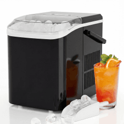 Sweetcrispy Eiswürfelmaschine mit Tragegriff, Selbstreinigend, 9 Eiswürfel in 6 Minuten, 12 kg Eis in 24 Stdn, Kompakt mit 2 Eisgrößen, Kleiner Eiswürfelbereiter für Küche Party Büro Bar, Schwarz Angebot bei HelloDeals