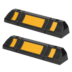 UISEBRT Gummi Radstopp Parkbegrenzung für Garage - 2 Stück Gummi Parkstopper Radblock Parkbarriere Anfahrschutz mit Reflexionsstreifen für Garage und Parkplätze, 60x12x10cm Schwarz + Gelb (2 Stück) Angebot bei HelloDeals