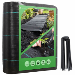VOUNOT® Unkrautvlies 2x10m mit 30 Bodenanker, Reißfestes Gartenvlies Wasserdurchlässig, Mulchfolie für Garten, Hochbeet und Terrasse, Premium Unkrautfolie 100g/m² 2x10m mit 30 Erdanker Angebot bei HelloDeals