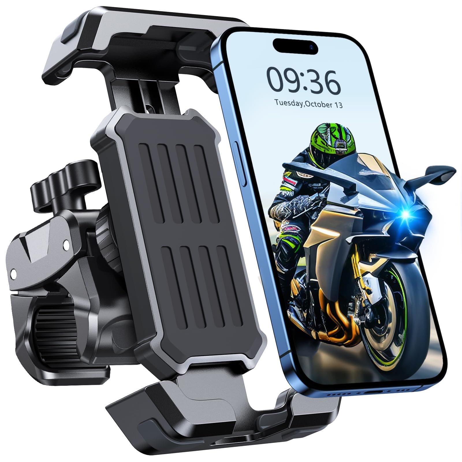 CIRYCASE Handyhalterung Fahrrad, [3s Installieren & Anti-Vibration] Handyhalterung Motorrad, 360° Drehbar & Veredelt Lenkerklemme, Handyhalter Fahrrad Rollentrainerzubehör für 4,7-6,8" Handys Angebot bei HelloDeals