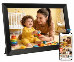 Frameo Digitaler Bilderrahmen WLAN 10,1 Zoll, 1280x800 Full HD IPS Touchscreen, 32GB Foto Rahmen, Automatische Drehung, Wandmontage Möglich, Fotos Teilen über Frameo APP, Geschenk für Eltern/Freunde Schwarz matt Angebot bei HelloDeals