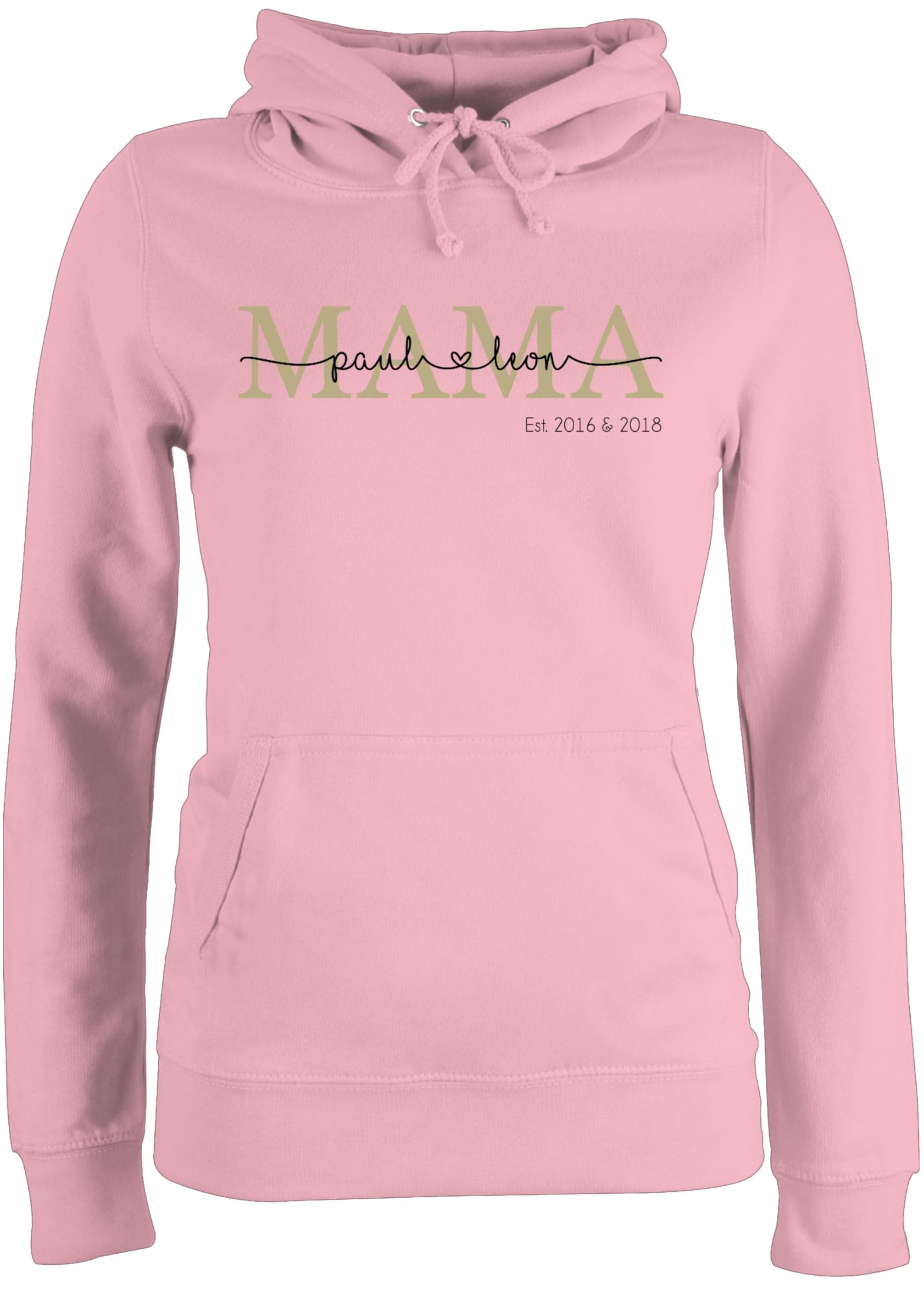 Geschenk mit Namen personalisiert by Shirtracer - Pullover Damen Hoodie Frauen - Mama mit Namen Kinder est I Geschenk Mama Muttertag I Mutti Geschenkidee Mom I Mum Geburtstag I Weihnachten 1 Hellrosa M Angebot bei HelloDeals