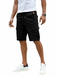 Elegancity Kurze Hosen Herren Cargo Shorts Sommer Freizeithose Kurze Elastische Taille Chino Shorts Mit 6 Taschen L Schwarz Angebot bei HelloDeals