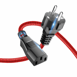 Netzkabel 3 Polig,Kaltgerätekabel 2m Nylon-Geflecht Universale Stromkabel (CEE 7/7 auf IEC60320 C13), Kaltgerätestecker gerade mit VDE für Monitore PC Drucker PS3/PS4 PRO Scanner TV Bildschirm -Rot 2 M Rot Angebot bei HelloDeals