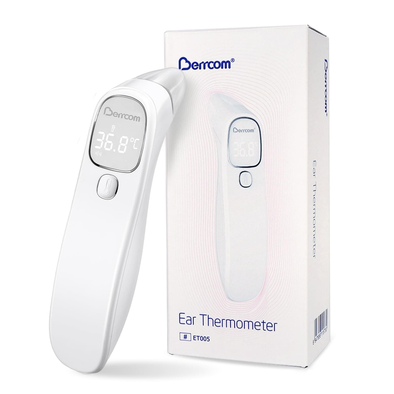 Berrcom Fieberthermometer Kontaktlos Stirn-und Ohrthermometer Digitales Medizinisches Thermometer Infrarot Stirnthermometer für Baby, Erwachsen mit Fieberalarm, sofort Ablesung Hellweiß Angebot bei HelloDeals