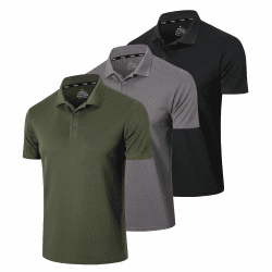 Gaiatiger 3er Pack Poloshirt Herren Kurzarm Schlank Leicht T-Shirt mit lässigem Kragen Atmungsaktiv Hygroskopisch Poloshirts für Herren Golf Polo Shirts männer XL Schwarz Grau Grün Angebot bei HelloDeals