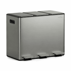 mVm Mülleimer Küche,45 Liter Treteimer,3 x 15 Liter Treteimer, 3 Fächer, Mülltrennsystem, Abfalleimer Küche mit Inneneimer aus Kunststoff,Metall,Klappdeckel, Softclose, Luftdicht 45L Grau Angebot bei HelloDeals