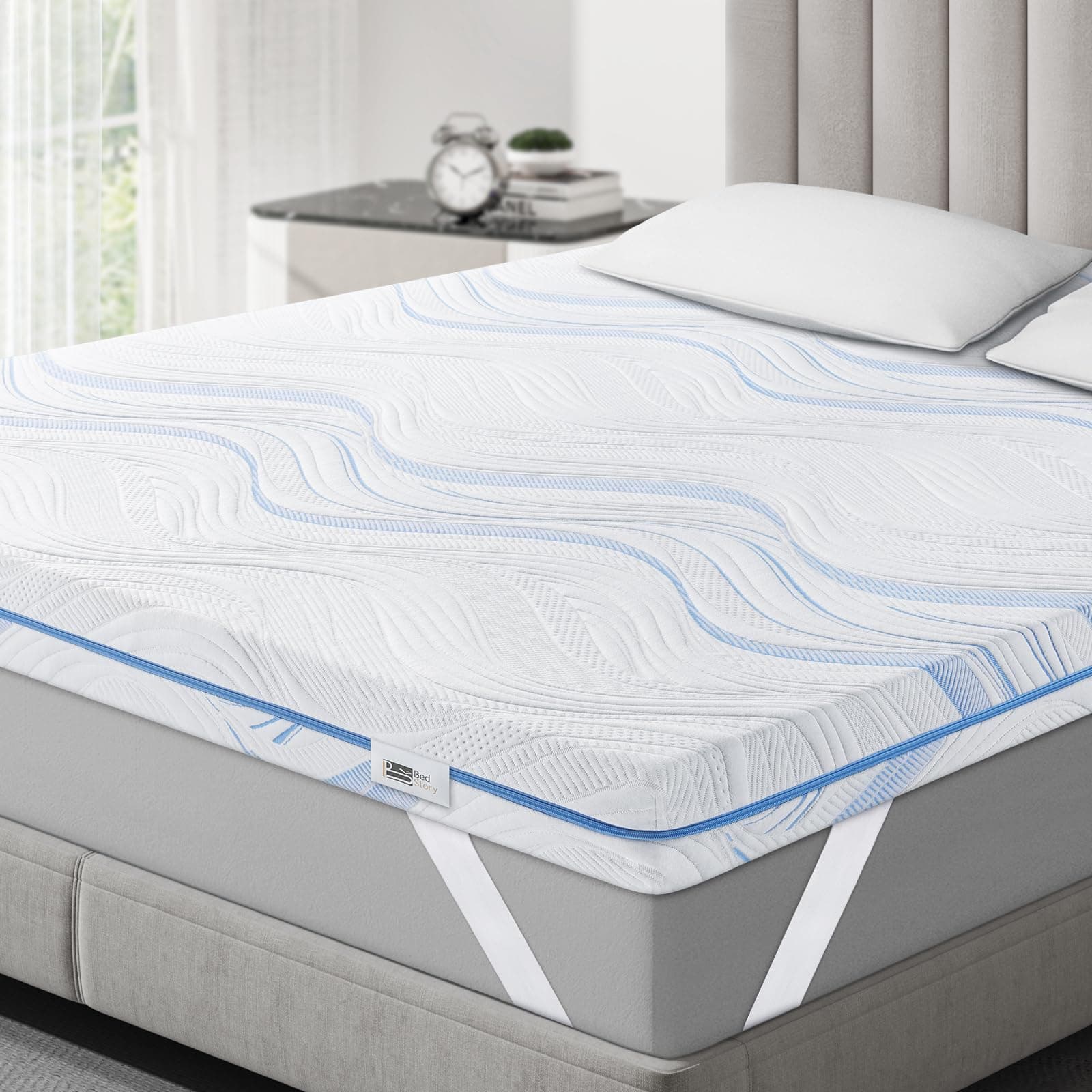 BedStory Topper 180x200cm H3 H4 aus 10cm Hoch Gel kaltschaum, Hart Matratzentopper für Bett Boxspringbett Schlafsofa Wohnwagen, Öko-TEX® Zertifiziert Matratzen Topper mit Waschbarer Bezug 180X200cm 10cm Hoch Topper Angebot bei HelloDeals