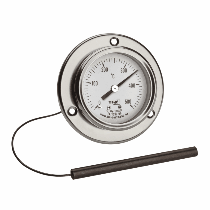 TFA Dostmann Analoges Edelstahl Pizzathermometer, 14.1036, für den Pizzaofen, Steinbackofen, Holzbackofen oder Grill/Smoker geeignet, bis 500°C, mit Kabelfühler, Ersatzteil oder Zubehör, silber Angebot bei HelloDeals