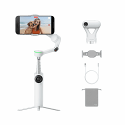 Insta360 Flow 2 Pro KI-Tracker-Bundle Weiß – Erster KI-Smartphone-Gimbal mit Apple DockKit, smartes 360°-Schwenk-Tracking, frei neigbar, Stativ/Selfie-Stick integr., mobiler Vlog-/Reise-Stabilisator Eisweiß Angebot bei HelloDeals