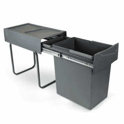 Emuca - Küchenabfalleimer mit unterseitiger Befestigung, ausziehbarer Recycle-Mülleimer, 1x20 L, Stahl und Kunststoff, Anthrazitgrau. Anthrazitgrau 1x20 L Küchenabfallbehälter (Bodenbefestigung) Angebot bei HelloDeals