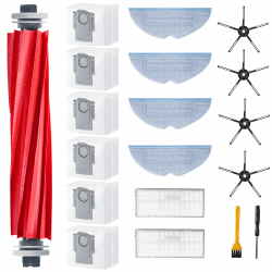 19Pcs Zubehör für Roborock S7 MaxV Ultra/ S7 Pro Ultra/ s7 max ultra Saugroboter Ersatzteile Set Enthält 1*Hhauptbürste 6*Staubbeutel 4*Wischtücher 2*HEPA Filter 4*Seitenbürsten(Schwarz) Angebot bei HelloDeals