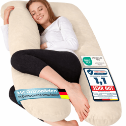 ELONEO NEU Seitenschläferkissen mit Bezug | Stillkissen | Schwangerschaftskissen XXL | Pregnancy Pillow | Komfortkissen für die Schwangerschaft | Lesekissen waschbar, Creme Angebot bei HelloDeals
