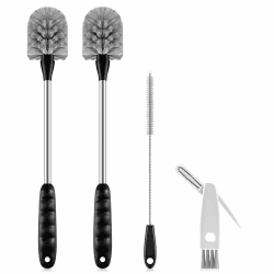 SLUXKE Bottle Brush Set with Straw Cleaner Brush and 3 in 1 Cup Lid Cleaning Brush, Bottle Brush Cleaner with Long Handle for Cleaning Cup, Water Bottles, Tumblers, Baby Bottles Grau Angebot bei HelloDeals