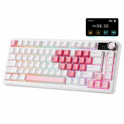 YUNZII B75 PRO MAX QMK/VIA Gaming-Tastatur, 75% Mechanische Tastatur mit Bildschirm und Drehregler,Hot-Swap,Vorgefettete Creamy Switches, RGB, BT/Type-C/2.4G für Win/Mac (Weißes Herz, Milk V2 Switch) Weißes Herz Milk V2 Switch Angebot bei HelloDeals