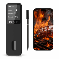 BFOUR BF-30 PRO Fleischthermometer kabelloses, Bluetooth Grillthermometer mit App-Verbindung,LCD-Display,IP67 wasserdicht,Bratenthermometer für BBQ, Backofen, Grill, Küche Schwarz Angebot bei HelloDeals