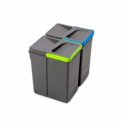 Emuca - Abfallsammler, Müllbehälter für zuschneidbaren Basis, Kit aus 2 Eimern mit höhe 266mm und Fassungsvermögen von 7 Litern Container H 266 mm (2 x 7 L) Angebot bei HelloDeals