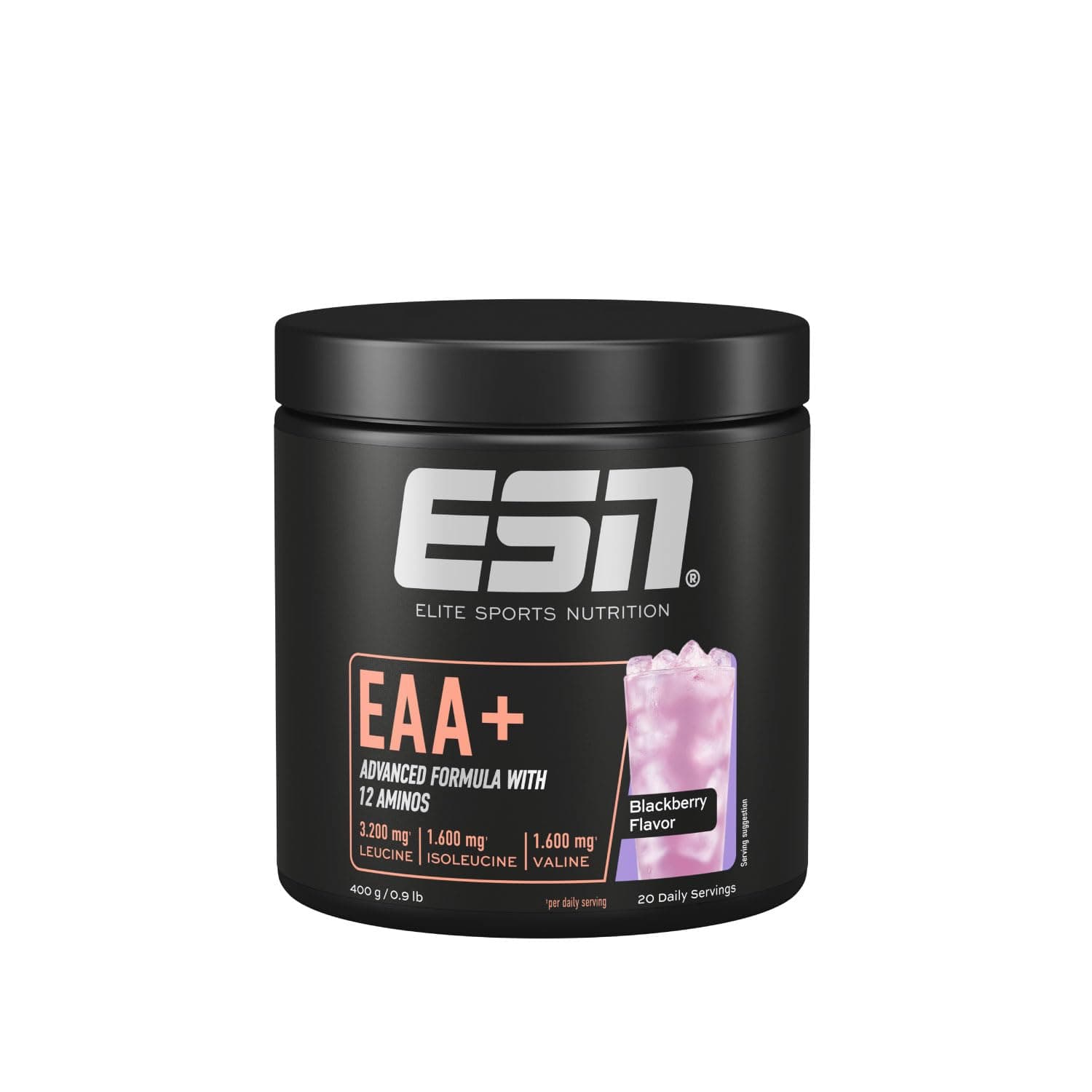ESN EAA+, Blackberry, 400 g, allen 9 EAAs & Vitamin B6, 3,2 g Leucin pro Portion, ideale Löslichkeit, vegan - made in Germany Angebot bei HelloDeals