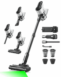 VACTechPro Akku Staubsauger kabellos F02 Lite,550W/50kPa akkustaubsauger mit 8‑stufigem Filtersystem, Selbststehend für Böden/Teppiche/Tierhaare Schwarz-weiß Angebot bei HelloDeals