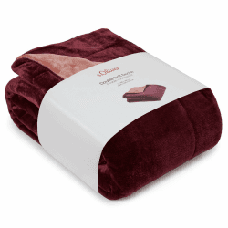 s.Oliver Doublesoft Kuscheldecke 150x200 - super kuschelig & warm, Polyesterflausch Decke dunkelrot Rose 150 x 200 cm Rot Angebot bei HelloDeals