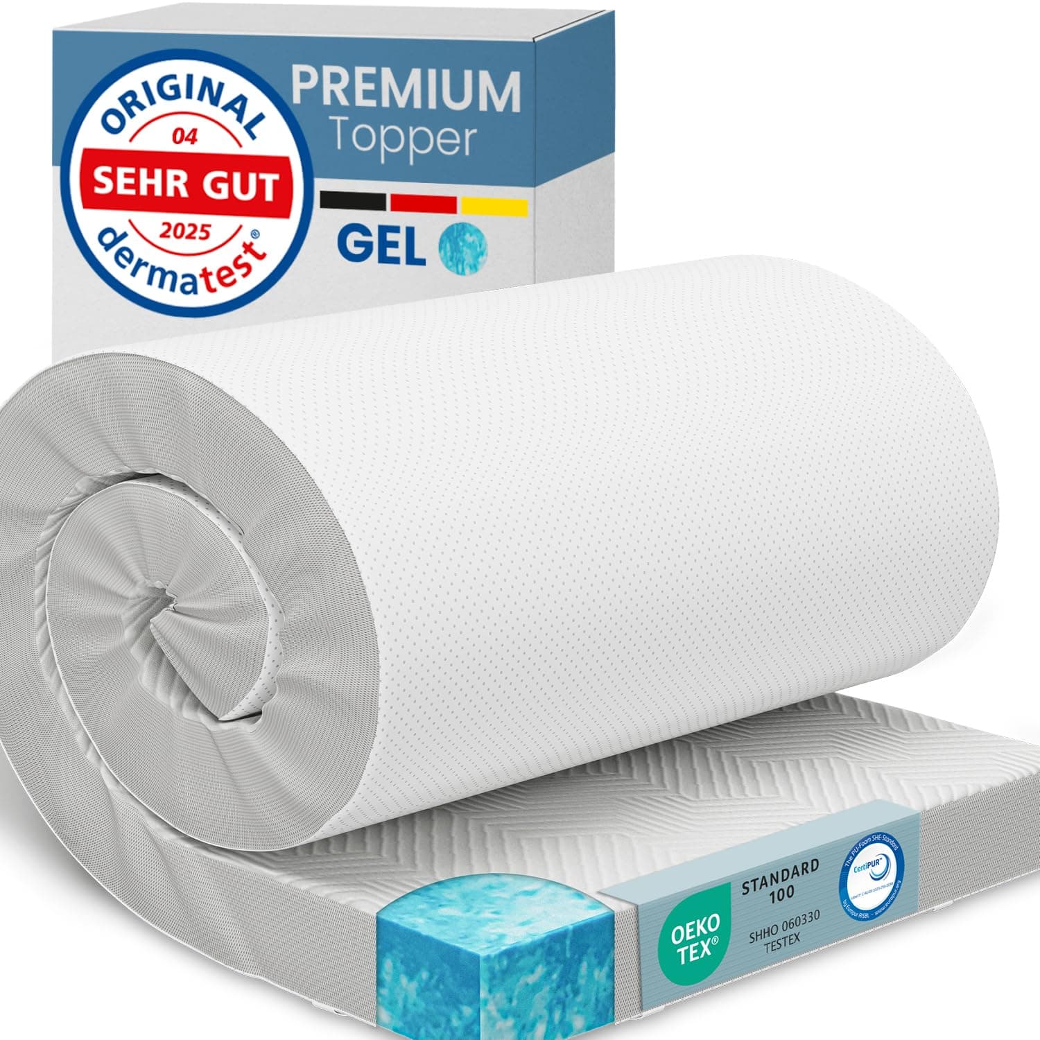 ELONEO Gel Topper 180x200cm, Matratzentopper aus 8 cm hohem Gel-Memory- Schaum, atmungsaktiver 3D-Netz Bezug, Bequeme Matratzenauflage für Bett und Boxspringbett inkl. Eckschlaufen 180 x 200 cm Premiumhöhe - 8 cm Angebot bei HelloDeals