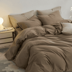 Sedefen Bettwäsche 135x200 cm Baumwolle Braun,Oeko-TEX zertifizierte Bettwäsche Set,Baumwollbettwäsche mit Reißverschluss und 1 Kissenbezug 80x80 cm Braun 2tlg.135x200cm+1x 80x80cm Angebot bei HelloDeals
