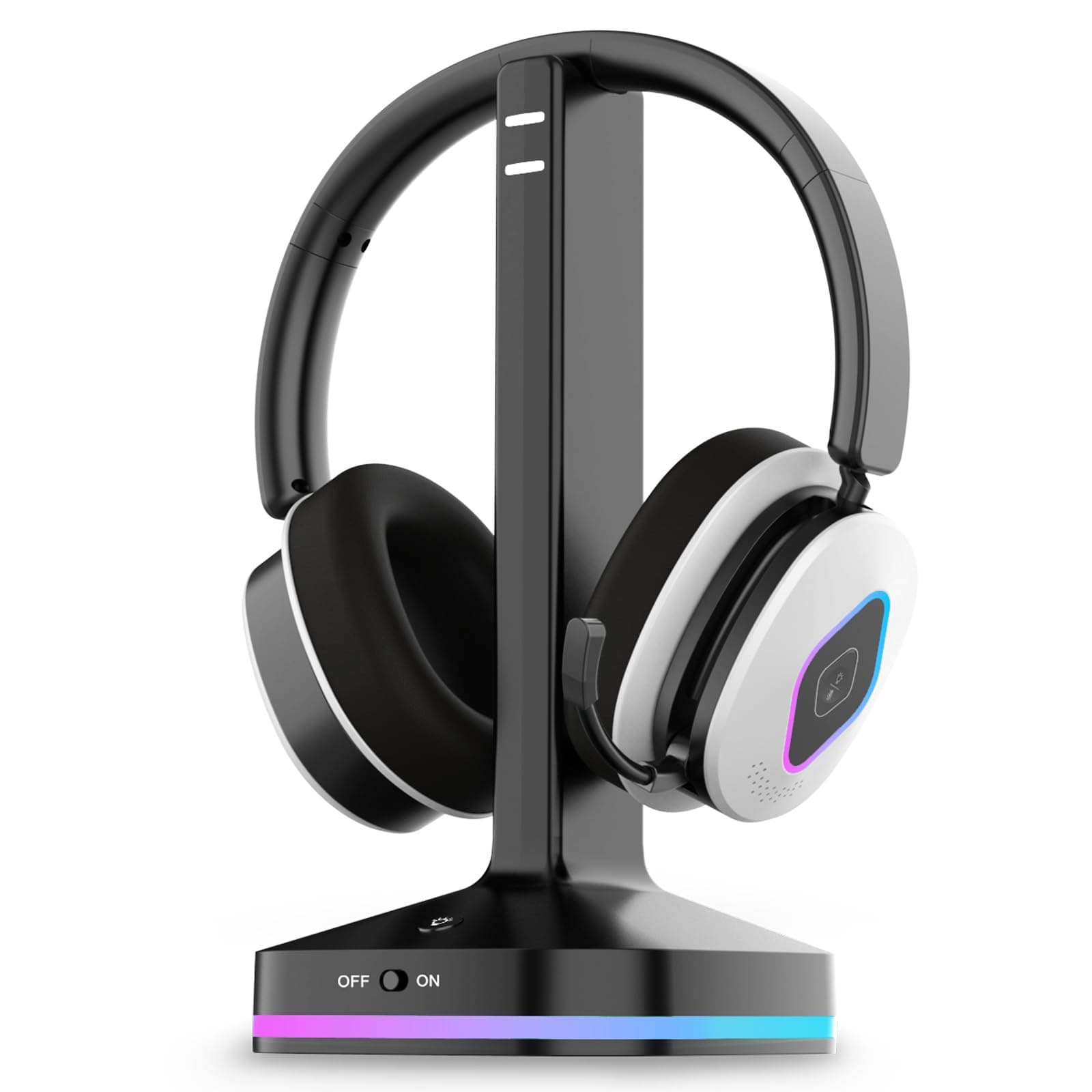 Earbay 2.4GHz Wireless Gaming Headset für PS5/PS4, Switch – Lossless Audio & 6.0 Bluetooth Headset mit klappbarem mikrofon, 40 Std. Akkulaufzeit, RGB Transmitter Basis, kompatibel mit Xbox & Laptop Schwarz und Grau Angebot bei HelloDeals