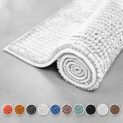 Chenille Badematte Coral - Badezimmerteppich Badvorleger Badteppich - waschbar, rutschfest & flauschig weich - Teppich für Badezimmer - Badematten in modernen Farben (Elfenbein, 70 x 120 cm) 50 x 80 cm (Rechteckig) Weiß Coral Angebot bei HelloDeals