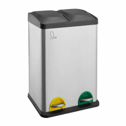 SVITA TC2X20 Küchen-Eimer 40Liter Fassungsvermögen 2x20L Edelstahl doppelter Abfalleimer 2er-Mülleimer Mülltrennung mit Inneneimer große Abfallbehälter Treteimer Silber 40 Liter (2x20L) Silber Angebot bei HelloDeals