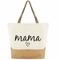 Muttertagsgeschenke Jutebeutel Mama Geschenk, Shopper Bag Damen Stofftasche, Jute Baumwolltasche als Geburtstagsgeschenk, Jute Einkaufstasche Groß, Geschenke für Mama zum Geburtstag, Muttertag Angebot bei HelloDeals