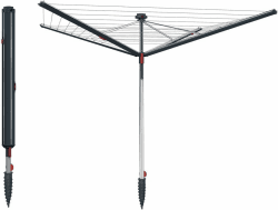Vileda Sun-Rise Premium Wäschespinne -50m Leinenlänge|Kompakte & stabile Wäschespinne für Garten & Terrasse|Patentiertes Spannsystem, wetterfest & platzsparend, Höhe 1,67–1,82m | Comfort-Pack Angebot bei HelloDeals
