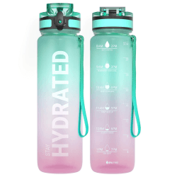 Sahara Sailor Wasserflaschen, motivierende Sport-Wasserflasche mit Zeitmarkierung, Trinkzeitmarkierung, Tritan, BPA-frei, breite Öffnung, auslaufsicher, schnelle Fließ-Technologie mit sauberer Bürste Kaugummi 1000 ml Angebot bei HelloDeals