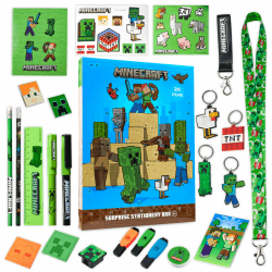Minecraft Adventskalender Kinder 2025, Schule Schreibwaren, 24 Überraschungen mit Stifte, Radiergummi & Mehr Zubehör Creeper Gamer Geschenke für Jungs (Blau) Angebot bei HelloDeals