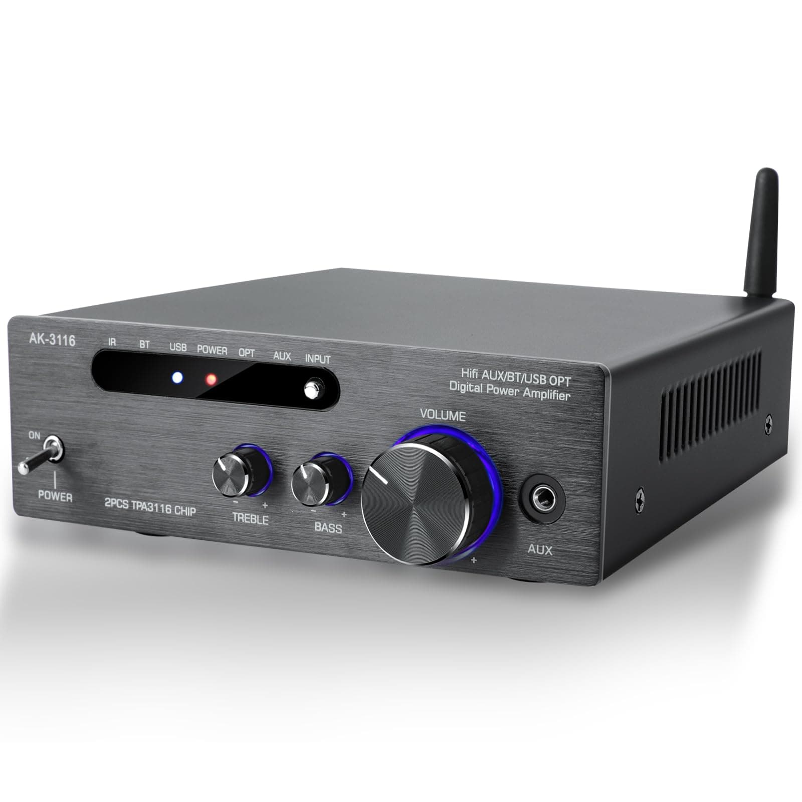 Hifi-Verstärker, 2000W Mini hifi Verstärker, 2.0-Kanal 100W*2 Bluetooth 5.3 TPA3116 Stereo-Audioverstärker, Digitale Endverstärker Soundverstärker,OPT/AUX/USB -Karteneingang, für Zuhause oder Auto AK-3116 Angebot bei HelloDeals