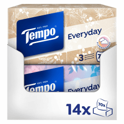 Tempo Light Box Taschentücher - Megapack - 14 Boxen, 70 Tücher pro Box - weiche Papiertaschentücher, waschmaschinenfest 70 stück (14er Pack) Light 3 lagig Angebot bei HelloDeals