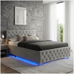 tectake® Chesterfield, Bett 180 x 200 cm, Schlafzimmer Bett mit Bettkasten, Polsterbett, Bett mit Stauraum, Doppelbett, Jugendbett, King Size Bed, Schlafbett, Gaming Bett mit LED, dunkelgrau Dunkelgrau 180 x 200 cm Angebot bei HelloDeals