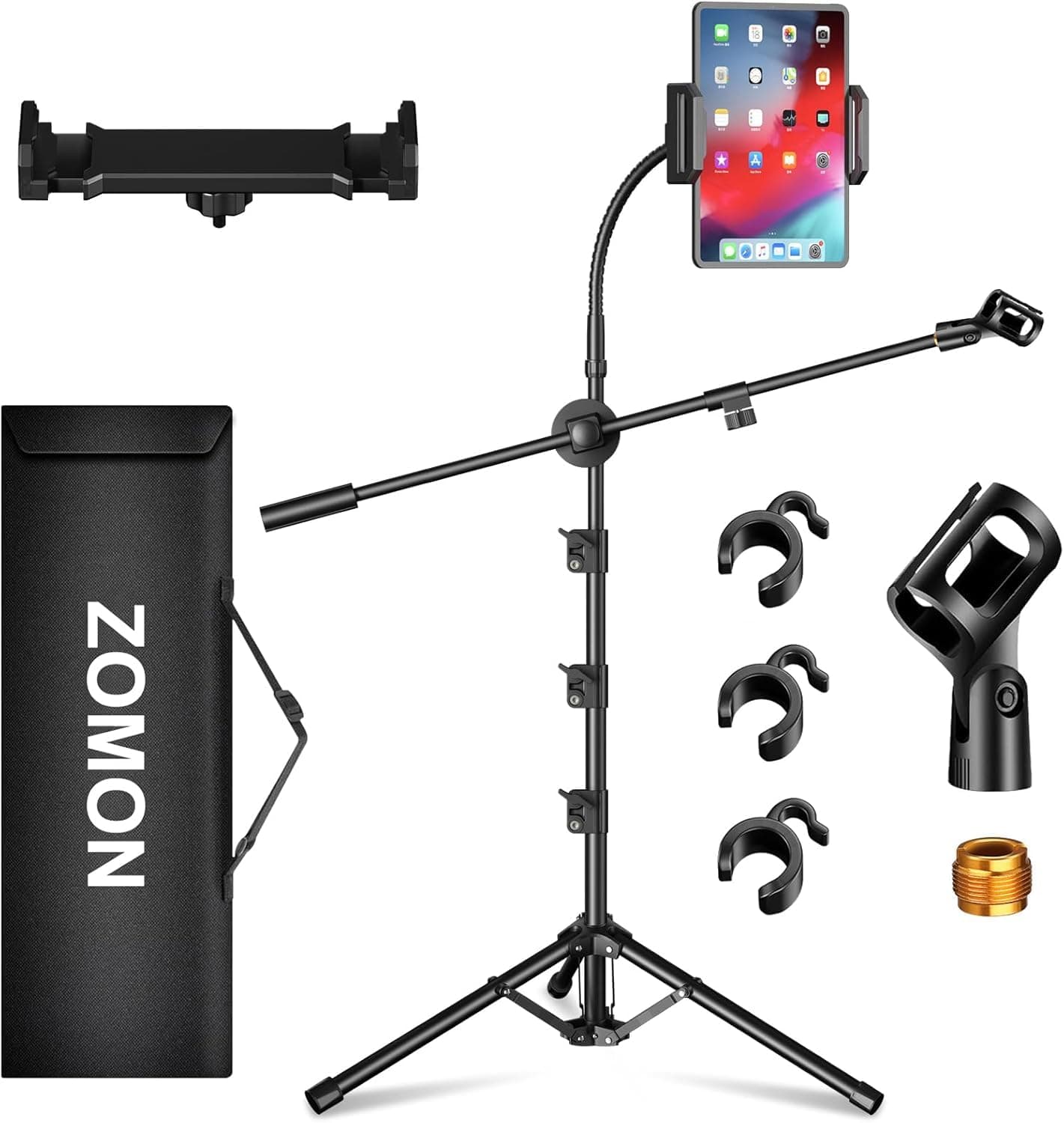 Mikrofon ständer, 6-in-1 Boden-Boom,Unterstützt Gooseneck,Mikrofonklemmen,Tablet-/Telefonhalter,Beliebig Kombinierbar mit Mikrofon ständer-Tasche M-3 Angebot bei HelloDeals