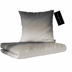 bugatti Bettwäsche 135 x 200 cm - 100% Baumwolle, Reißverschluss, anschmiegsam, weich & waschbar, Mako Satinbettwäsche gestreift grau beige 135 x 200, 80 x 80 cm Grau/Beige Angebot bei HelloDeals