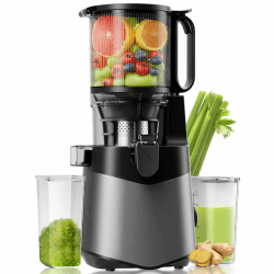 Canoly Entsafter, 400W Slow Juicer, Saftpresse mit 140mm Großer Fütterungsrutsche für Ganze Gemüse und Obst, 2L Füllvolumen, Kaltpresse Hohe Saftausbeute, Leicht zu reinigen, BPA-Frei, Deep Grey Klassisches Grau-d Angebot bei HelloDeals