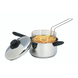KitchenCraft Großer Pommes Kochtopf mit Frittierkorb und Deckel, Fritteuse Topf für alle Herdarten inklusive Induktionskochfeld, Pommes Körbchen Edelstahl, Silber, Ø 20 cm Pommespfanne Angebot bei HelloDeals